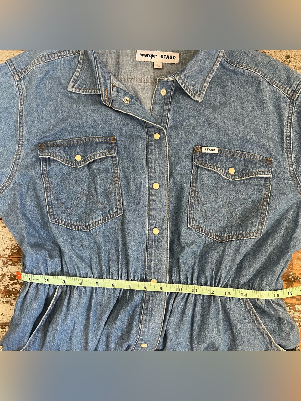Wrangler + Staud Denim Button-Front Midi Shirt Dress - Picture 11 of 13